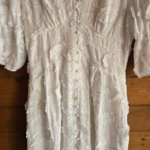 Vita Grace Dress Sierra Embroidered Cotton Summer Day Floral White Button Boho - Picture 5 of 8